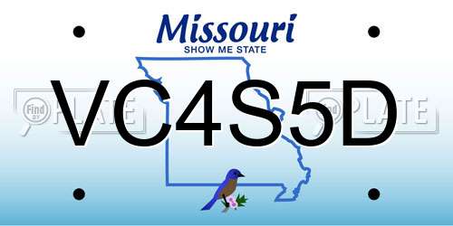 VC4S5D Missouri License Plate