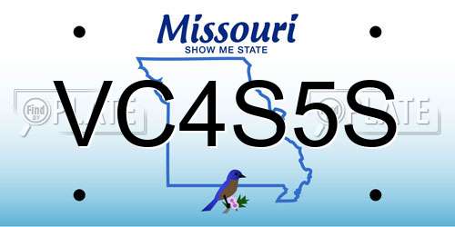 VC4S5S Missouri License Plate