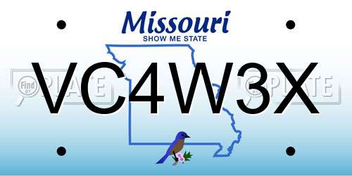 VC4W3X Missouri License Plate
