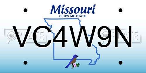 VC4W9N Missouri License Plate