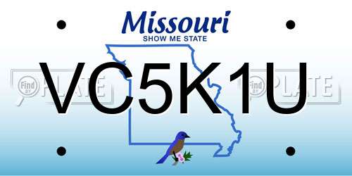 VC5K1U Missouri License Plate