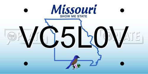 VC5L0V Missouri License Plate