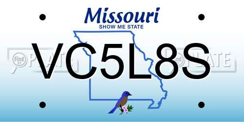 VC5L8S Missouri License Plate