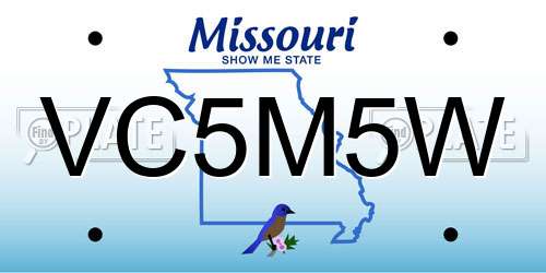 VC5M5W Missouri License Plate