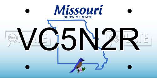 VC5N2R Missouri License Plate