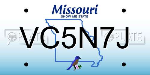 VC5N7J Missouri License Plate