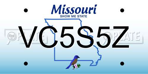 VC5S5Z Missouri License Plate