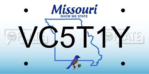 VC5T1Y Missouri License Plate