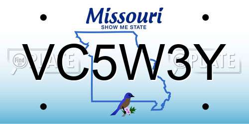 VC5W3Y Missouri License Plate