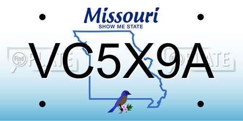 VC5X9A Missouri License Plate