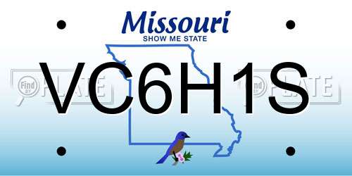 VC6H1S Missouri License Plate