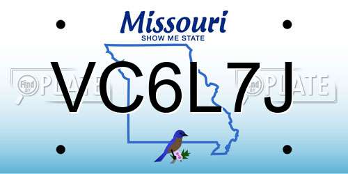 VC6L7J Missouri License Plate