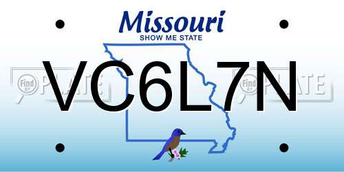 VC6L7N Missouri License Plate