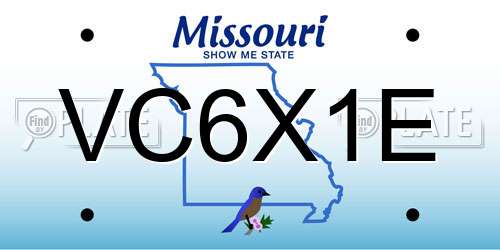 VC6X1E Missouri License Plate
