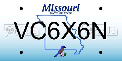 VC6X6N Missouri License Plate
