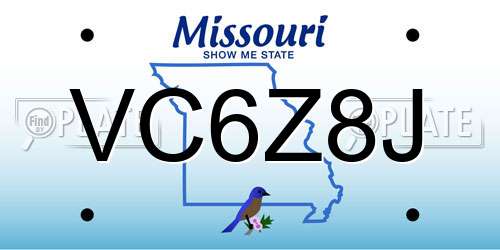 VC6Z8J Missouri License Plate