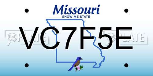 VC7F5E Missouri License Plate