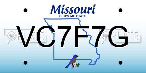 VC7F7G Missouri License Plate