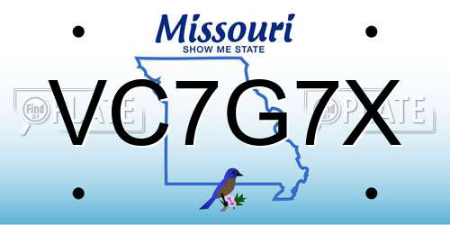 VC7G7X Missouri License Plate