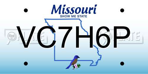 VC7H6P Missouri License Plate