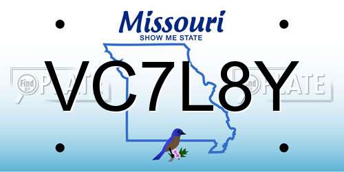 VC7L8Y Missouri License Plate