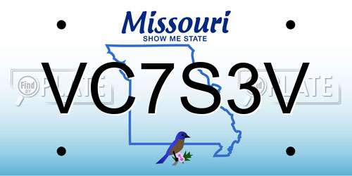 VC7S3V Missouri License Plate