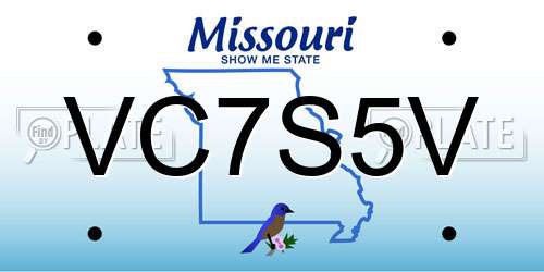VC7S5V Missouri License Plate