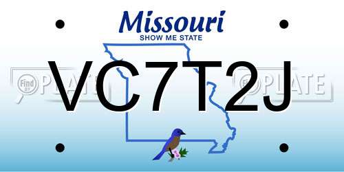 VC7T2J Missouri License Plate