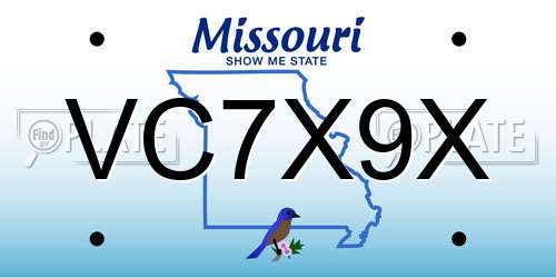 VC7X9X Missouri License Plate