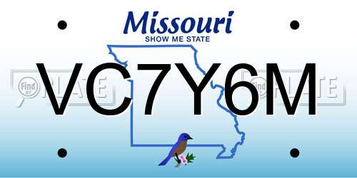 VC7Y6M Missouri License Plate