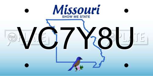 VC7Y8U Missouri License Plate