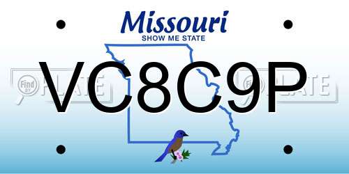 VC8C9P Missouri License Plate