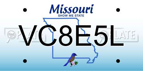 VC8E5L Missouri License Plate