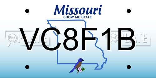 VC8F1B Missouri License Plate