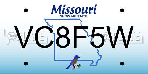 VC8F5W Missouri License Plate