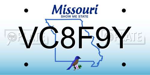 VC8F9Y Missouri License Plate
