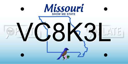 VC8K3L Missouri License Plate