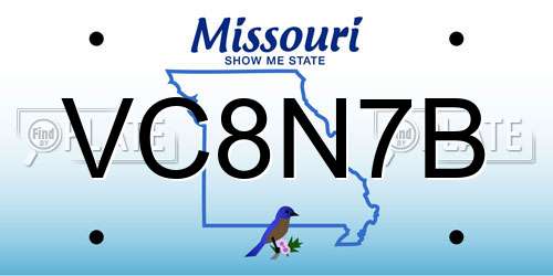 VC8N7B Missouri License Plate