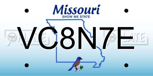 VC8N7E Missouri License Plate