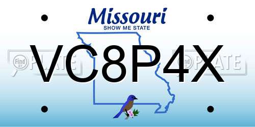 VC8P4X Missouri License Plate
