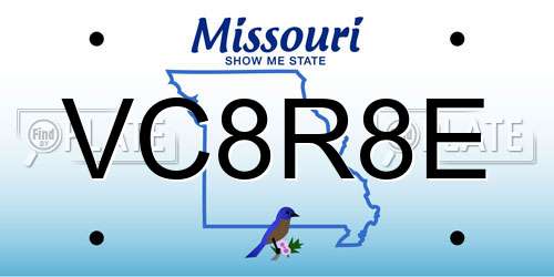 VC8R8E Missouri License Plate