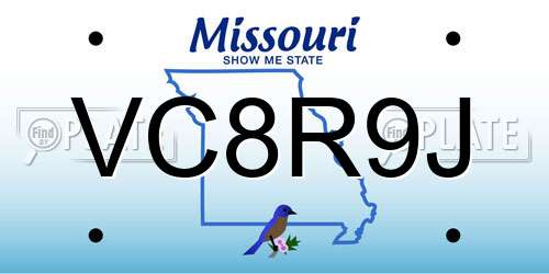 VC8R9J Missouri License Plate