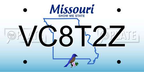 VC8T2Z Missouri License Plate