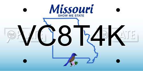 VC8T4K Missouri License Plate