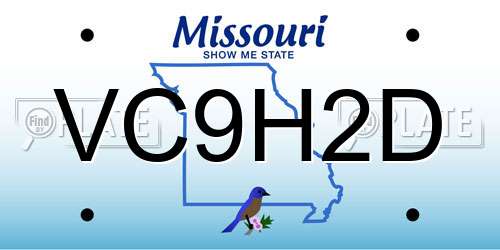 VC9H2D Missouri License Plate
