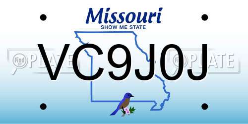 VC9J0J Missouri License Plate
