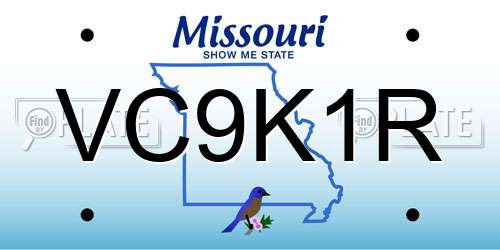 VC9K1R Missouri License Plate