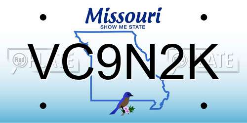 VC9N2K Missouri License Plate