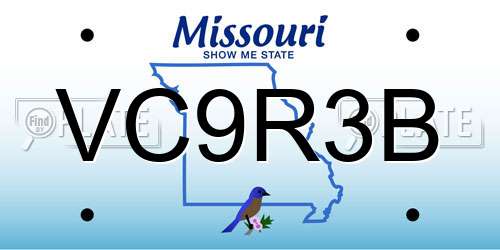 VC9R3B Missouri License Plate