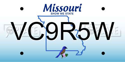 VC9R5W Missouri License Plate